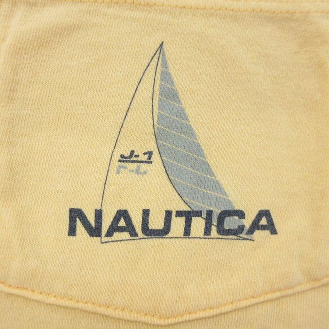 NAUTICA(ノーティカ)のXL★古着 ノーティカ NAUTICA 半袖 ブランド Tシャツ メンズ 90年代 90s ワンポイントロゴ 胸ポケット付き 大きいサイズ コットン クルーネック USA製 黄 イエロー 24apr06 中古 メンズのトップス(Tシャツ/カットソー(半袖/袖なし))の商品写真