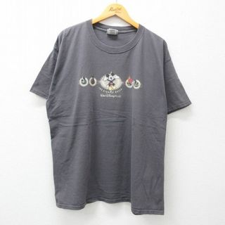 ディズニー(Disney)のXL★古着 半袖 ビンテージ Tシャツ メンズ 00年代 00s ディズニー DISNEY ミッキー MICKEY MOUSE 大きいサイズ コットン クルーネック 濃グレー 24apr06 中古(Tシャツ/カットソー(半袖/袖なし))