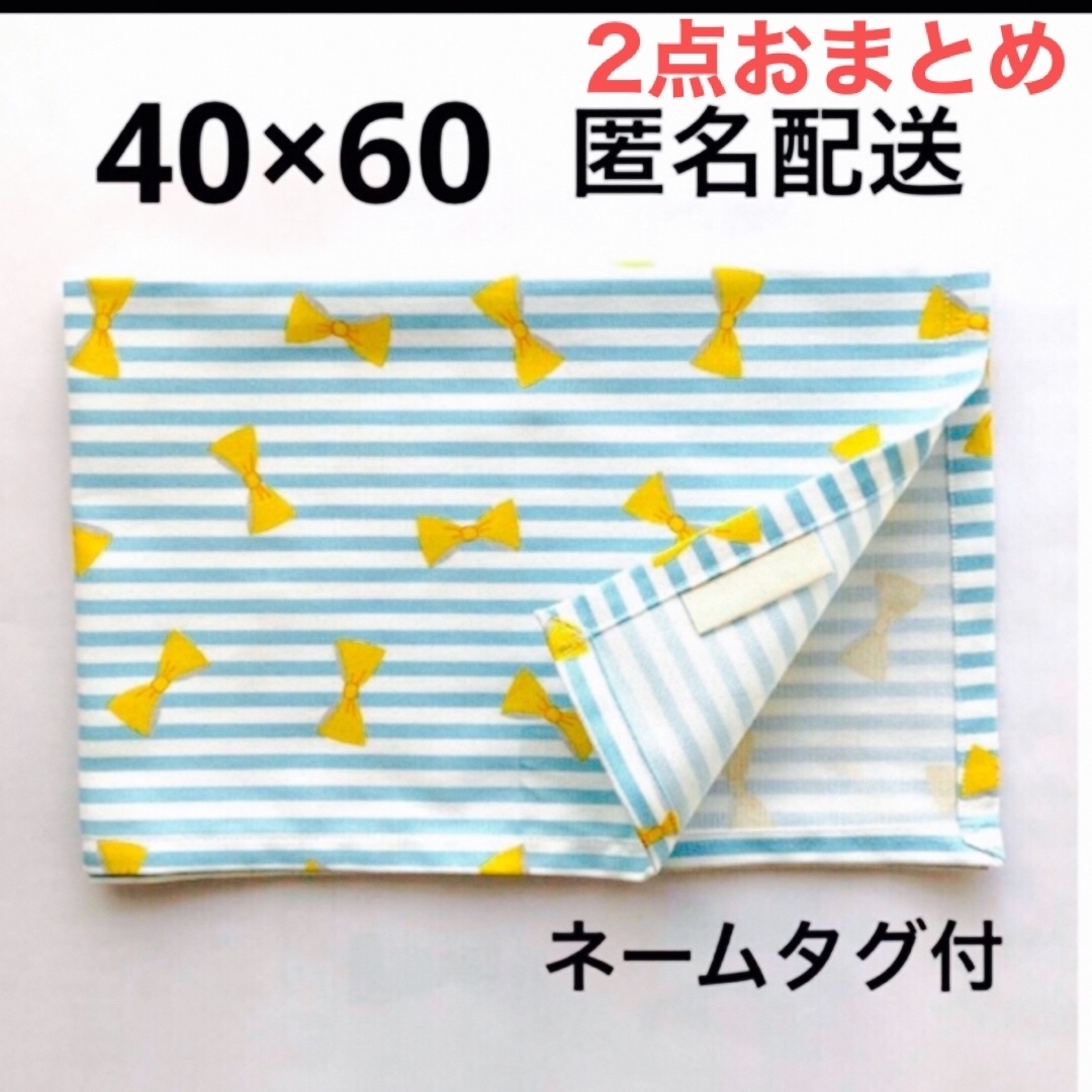 ランチョンマット 40×60 給食ナフキン 小学生 女の子 高学年 シンプル 青 ハンドメイドのキッズ/ベビー(外出用品)の商品写真