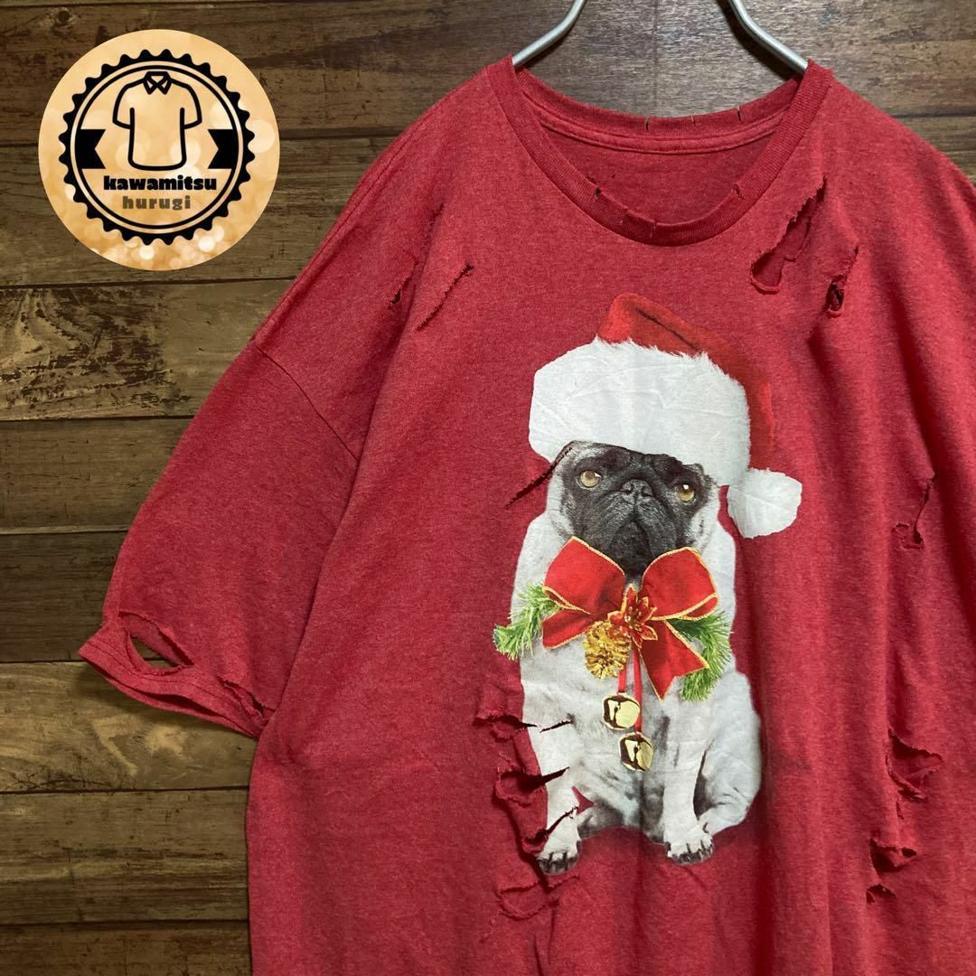 6413 ボロtシャツ ダメージ　アニマル　犬　古着 2XL メンズのトップス(Tシャツ/カットソー(半袖/袖なし))の商品写真