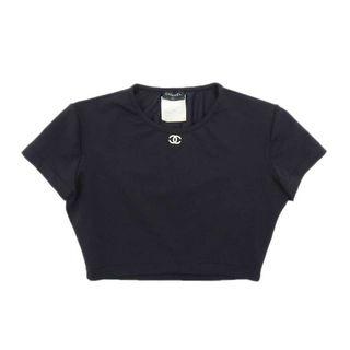 シャネル(CHANEL)のシャネル ココマーク クロップド Tシャツ レディース ブラック CHANEL 【中古】 【アパレル・小物】(Tシャツ(半袖/袖なし))