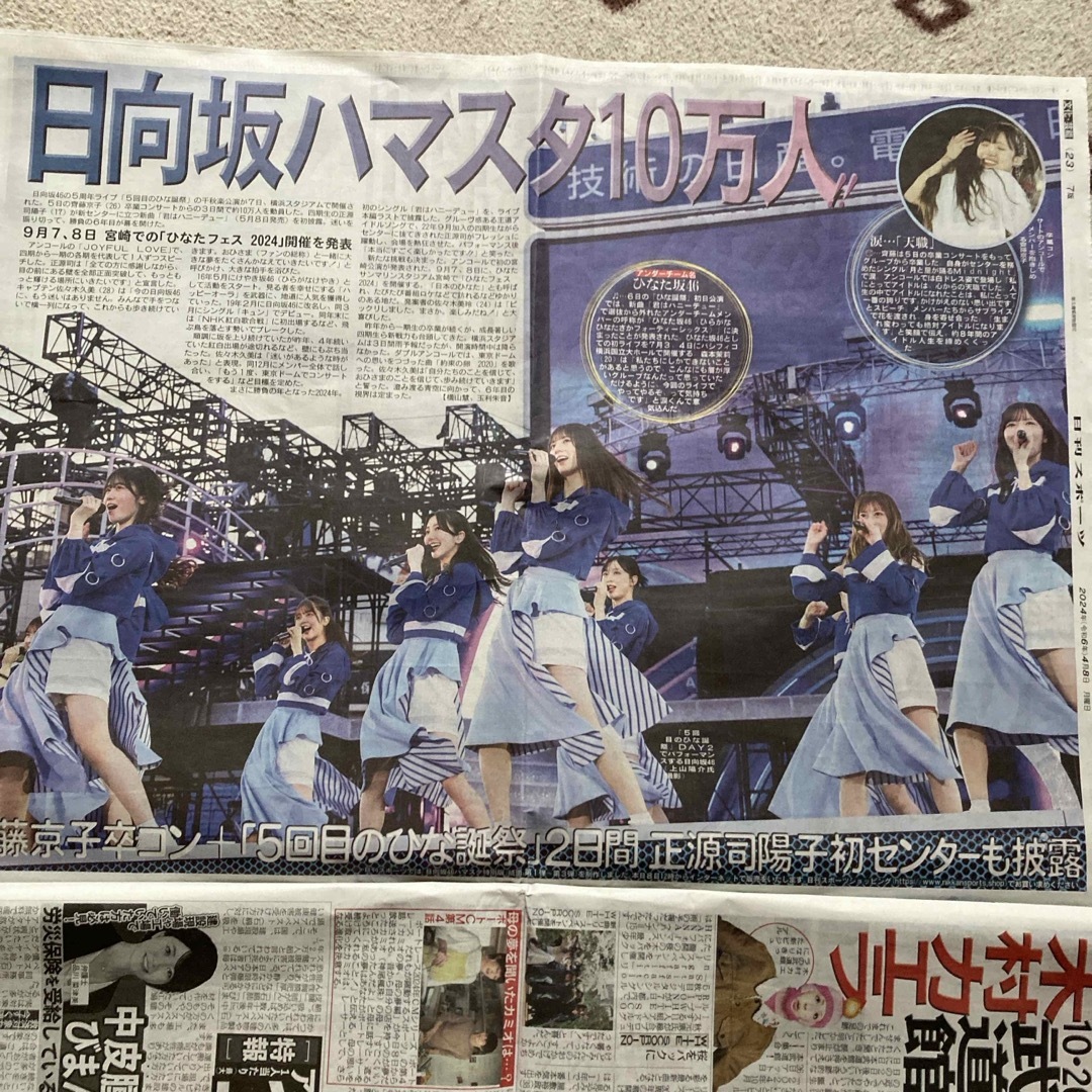 日向坂46(ヒナタザカフォーティーシックス)の日向坂46  ハマスタ　　日刊スポーツ切り抜き エンタメ/ホビーのタレントグッズ(アイドルグッズ)の商品写真