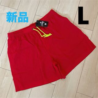 Jimlieay 水着 メンズ 海水パンツ 圧縮裏地付き 速乾 レッド　L (水着)