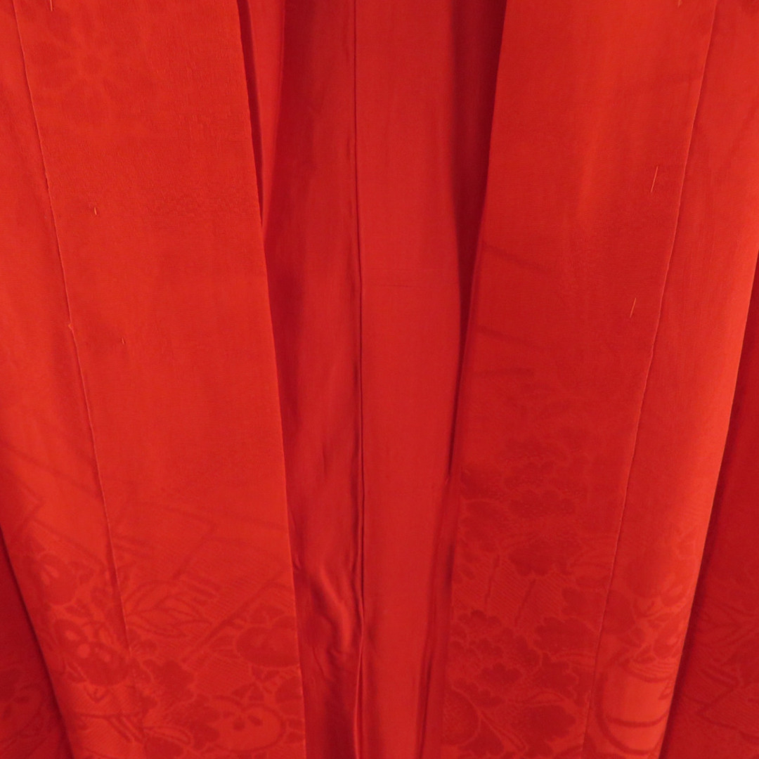 襦袢 アンティーク 紅絹 花扇子文様 袷仕立て 赤色 長襦袢 レトロ 大正ロマン 昔着物 レディースの水着/浴衣(着物)の商品写真