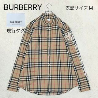 バーバリー(BURBERRY)のBURBERRY バーバリー ノバチェック 長袖シャツ 現行タグ 袖プリント M(シャツ)