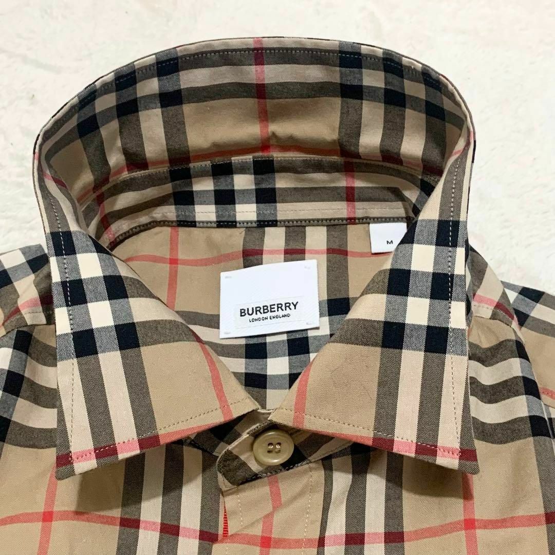 BURBERRY(バーバリー)の【美品】バーバリー ノバチェック 長袖シャツ 現行タグ 部分ストライプ M～L メンズのトップス(シャツ)の商品写真