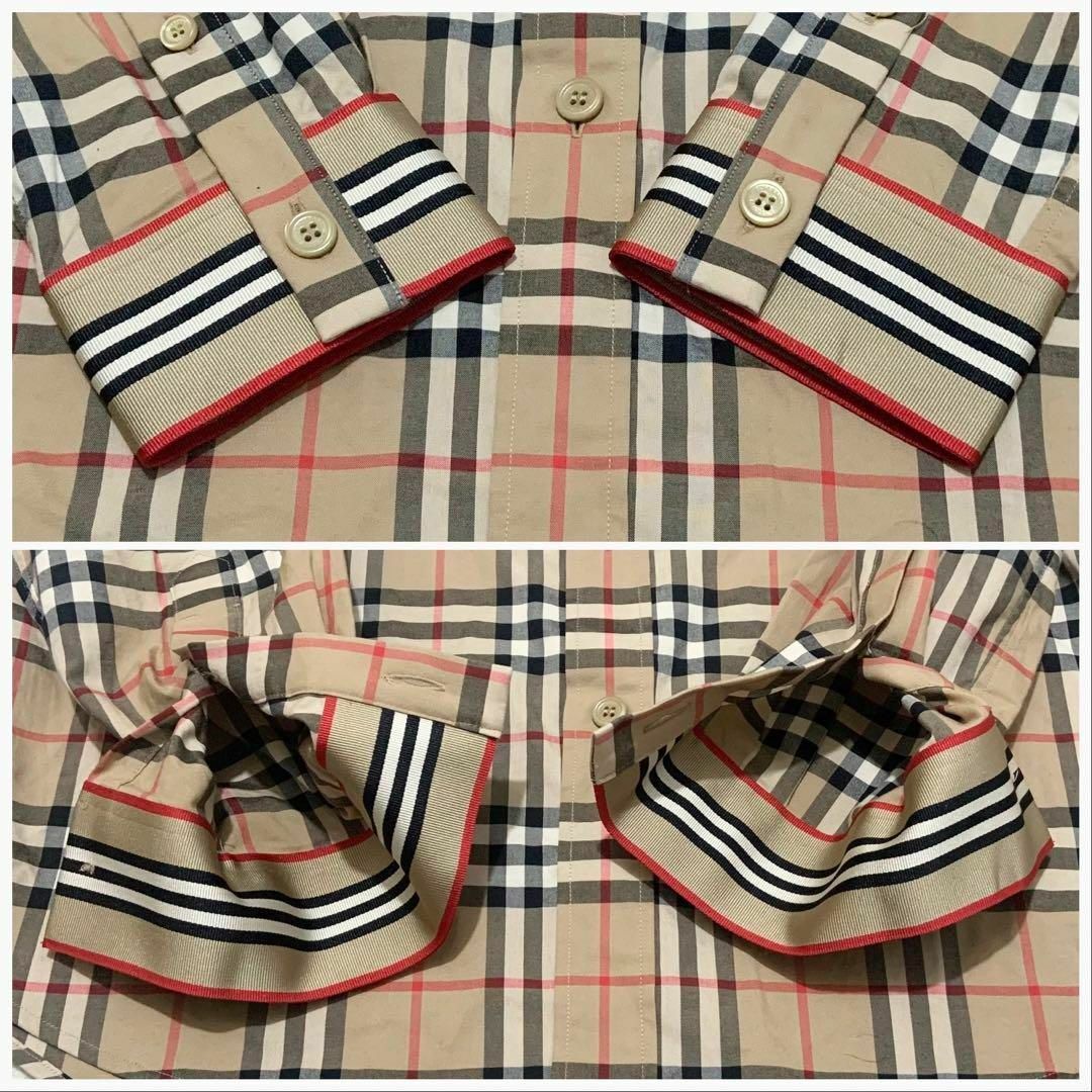 BURBERRY(バーバリー)の【美品】バーバリー ノバチェック 長袖シャツ 現行タグ 部分ストライプ M～L メンズのトップス(シャツ)の商品写真