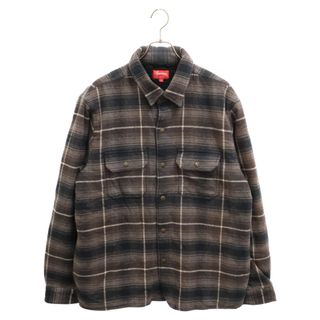 シュプリーム(Supreme)のSUPREME シュプリーム 22AW Shearling Lined Flannel Shirt 裏地ボア フランネル ロングスリーブ 長袖チェックシャツ ジャケット グレー(シャツ)