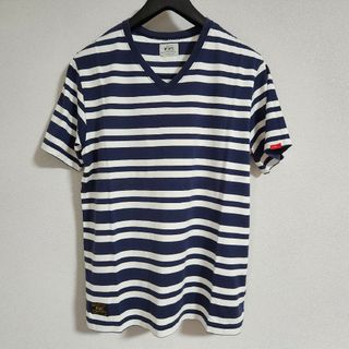 ダブルタップス(W)taps)のWTAPS.ダブルタップス.VネックボーダーTWTAPSのVネックボーダーT(Tシャツ/カットソー(半袖/袖なし))