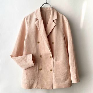 Demi-Luxe BEAMS - デミルクス　21SS リネンレーヨン　ダブルジャケット　くすみピンク　36