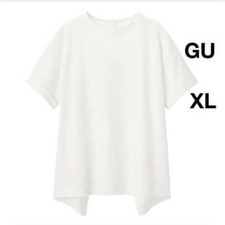 ジーユー(GU)の未使用品［GU］バックスリット チュニックTシャツ(オフ ホワイト)(Tシャツ(半袖/袖なし))