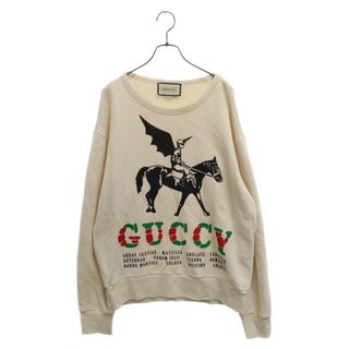 グッチ(Gucci)のGUCCI グッチ 19SS ウイングジョッキープリントクルーネックスウェットトレーナー ホワイト 475532 XJAKP(スウェット)