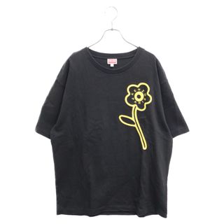 KENZO - KENZO ケンゾー RUE VIVIENNE OVERSIZED T-SHIRT フロントフラワー刺繍クルーネック半袖Tシャツ FD65TS1144SI ブラック