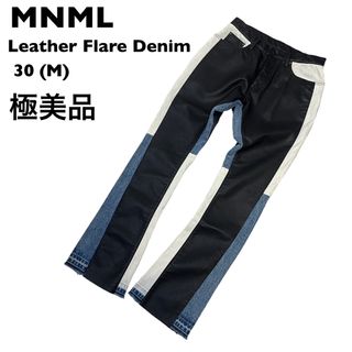 【極美品】mnml  ミニマル　フレア　切り替え　デニム　パンツ　エコレザー