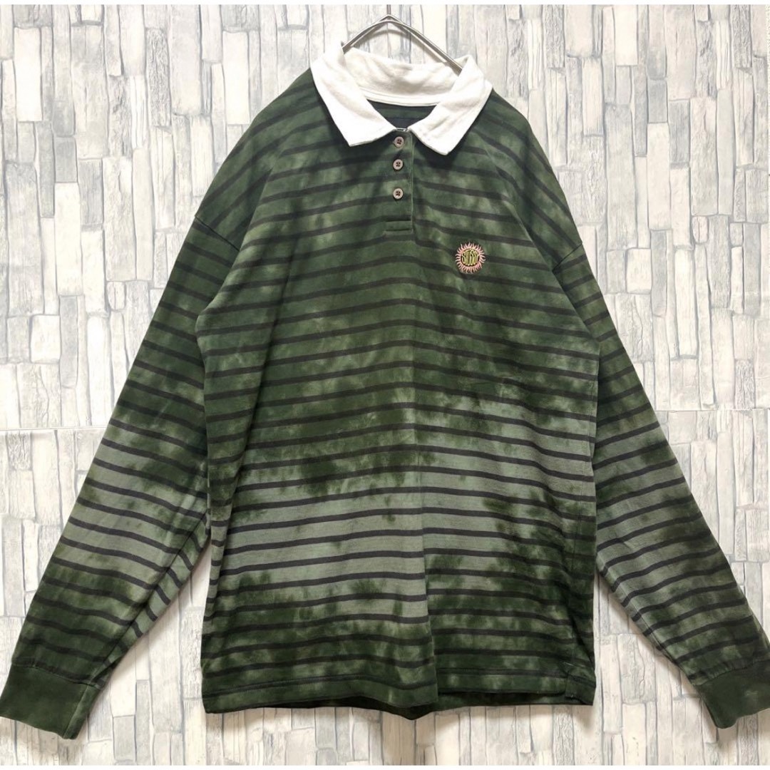 STUSSY - ステューシー 長袖 ラガーシャツ ボーダー ポロシャツ STUSSY - ステューシー 長袖 ラガーシャツ ボーダー ポロシャツ