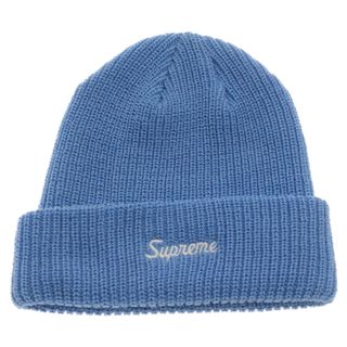 シュプリーム(Supreme)のSUPREME シュプリーム 23AW Loose Gauge Beanie ロゴ刺繍 ルーズゲージ ニット ビーニー 帽子 ブルー(ニット帽/ビーニー)