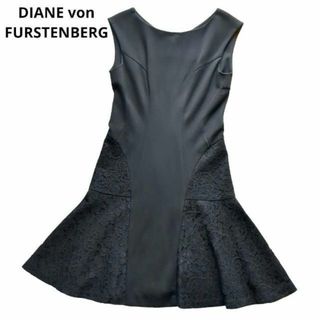 ダイアンフォンファステンバーグ(DIANE von FURSTENBERG)の【美品】DIANE von FURSTENBERG ワンピース レース 黒 4(ひざ丈ワンピース)