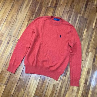 ポロラルフローレン(POLO RALPH LAUREN)の美品　ラルフローレン　薄手ニット　オレンジ　M(ニット/セーター)