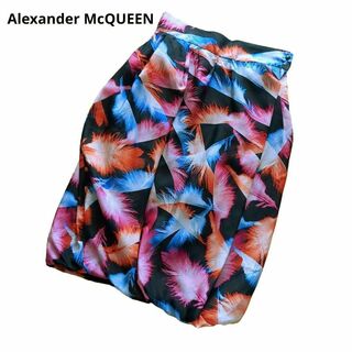 アレキサンダーマックイーン(Alexander McQueen)のAlexander McQUEEN シルク100％ 総柄 バルーンスカート 38(ひざ丈スカート)