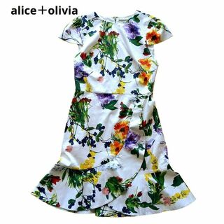 Alice+Olivia - alice＋olivia　フラワープリント ワンピース 総柄 ラッフル 8サイズ