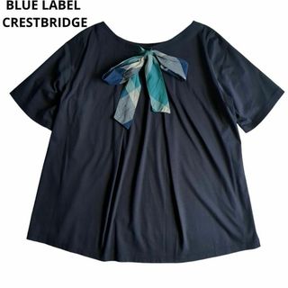 ブルーレーベルクレストブリッジ(BLUE LABEL CRESTBRIDGE)のブルーレーベルクレストブリッジ　りぼんカットソー 半袖 38サイズ コットン(カットソー(半袖/袖なし))