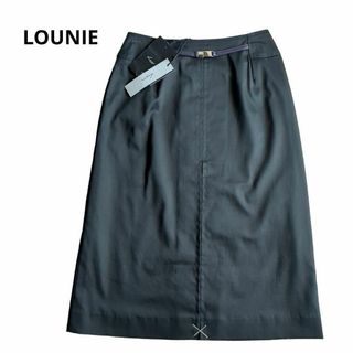 ルーニィ(LOUNIE)の【新品・タグ付き】ルーニィ　スカート ミモレ丈 ひざ丈 シルバー金具 紫レザー(ひざ丈スカート)