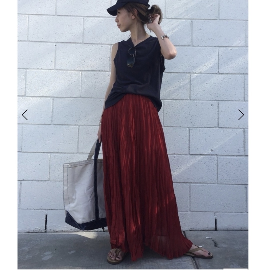 l'appartment col pierrot プリーツスカート  赤 美品 レディースのスカート(ロングスカート)の商品写真