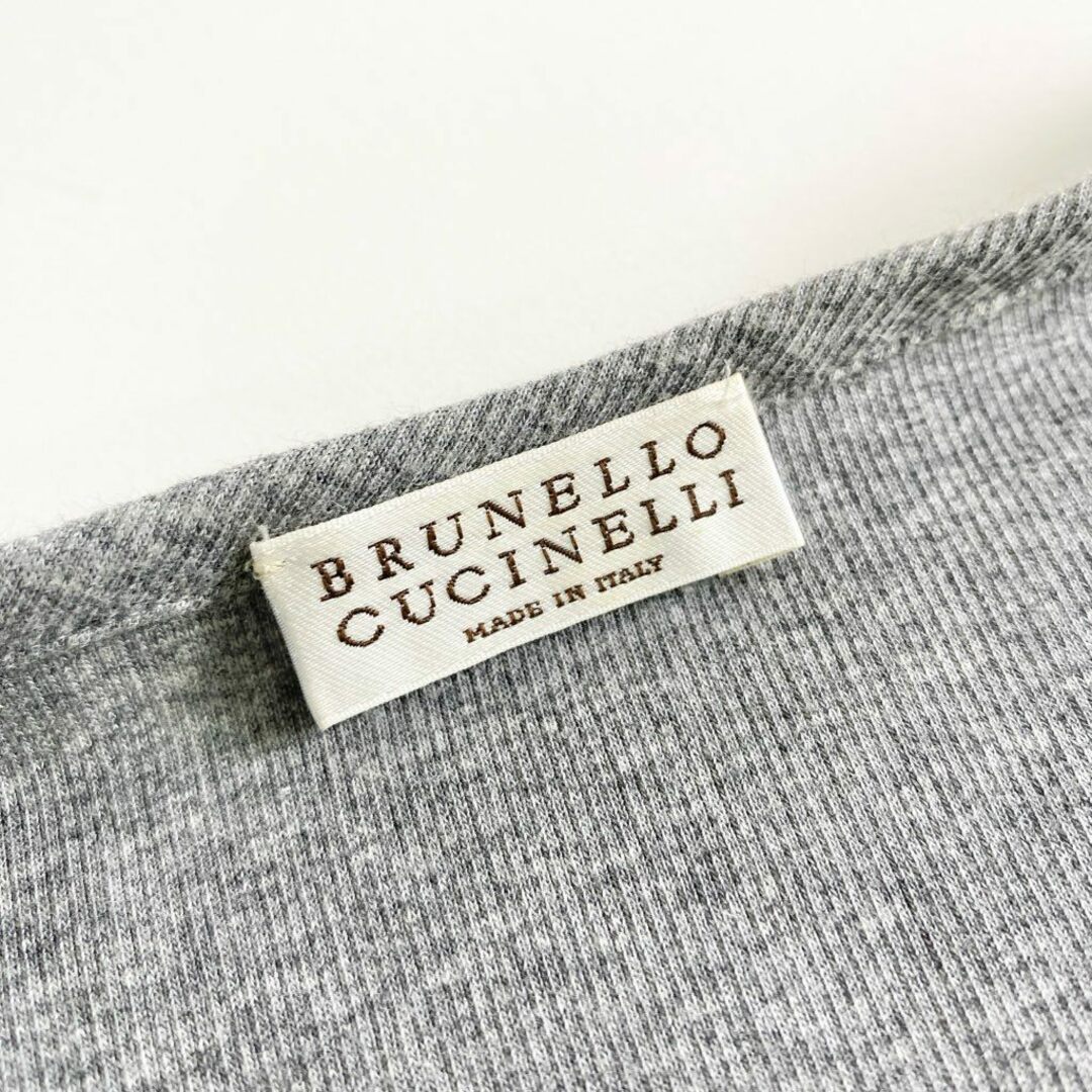 BRUNELLO CUCINELLI(ブルネロクチネリ)の29d8 BRUNELLO CUCINELLI ブルネロクチネリ リネン切替 カーディガン 羽織 M グレー レディース 羽織 レディースのトップス(カーディガン)の商品写真