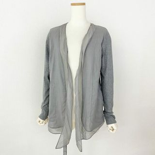 ブルネロクチネリ(BRUNELLO CUCINELLI)の29d8 BRUNELLO CUCINELLI ブルネロクチネリ リネン切替 カーディガン 羽織 M グレー レディース 羽織(カーディガン)