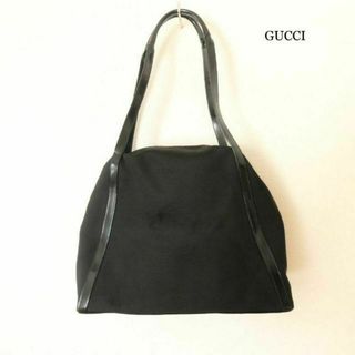 極美品 グッチ キャンバス×レザー 半円 セミショルダー ボストンバッグ