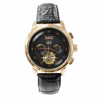 自動巻き腕時計 メンズ腕時計 マルチカレンダー 日付表示 ゴールドブラック(腕時計(アナログ))