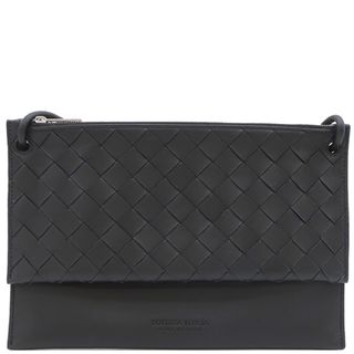 ボッテガヴェネタ(Bottega Veneta)のボッテガヴェネタ BOTTEGA VENETA ショルダーバッグ イントレチャート ダブルポーチ レザー ブラック シルバー金具 黒 財布 ポーチ  【保存袋】【中古】(ショルダーバッグ)