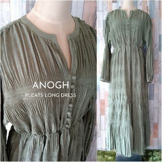 アメリヴィンテージ(Ameri VINTAGE)の【未使用】ANOGH◆アノフ　PLEATS LONG DRESS(ロングワンピース/マキシワンピース)