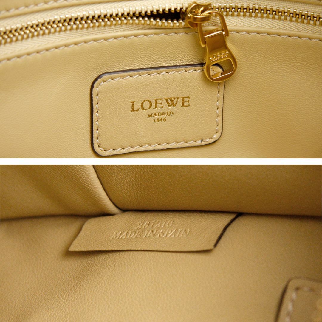 LOEWE(ロエベ)の良品 ロエベ ハンドバッグ Amazona アマソナ 28 352.69.A03 トリコロール LOEWE スペイン製 ミニボストン ベージュ ブラック ブラウン レザー 革 レディースのバッグ(ハンドバッグ)の商品写真