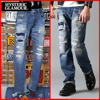 ヒステリックグラマー(HYSTERIC GLAMOUR)の定価5.2万　ヒステリックグラマー　RSM加工　スタッズデニム　ジーンズ　32(デニム/ジーンズ)