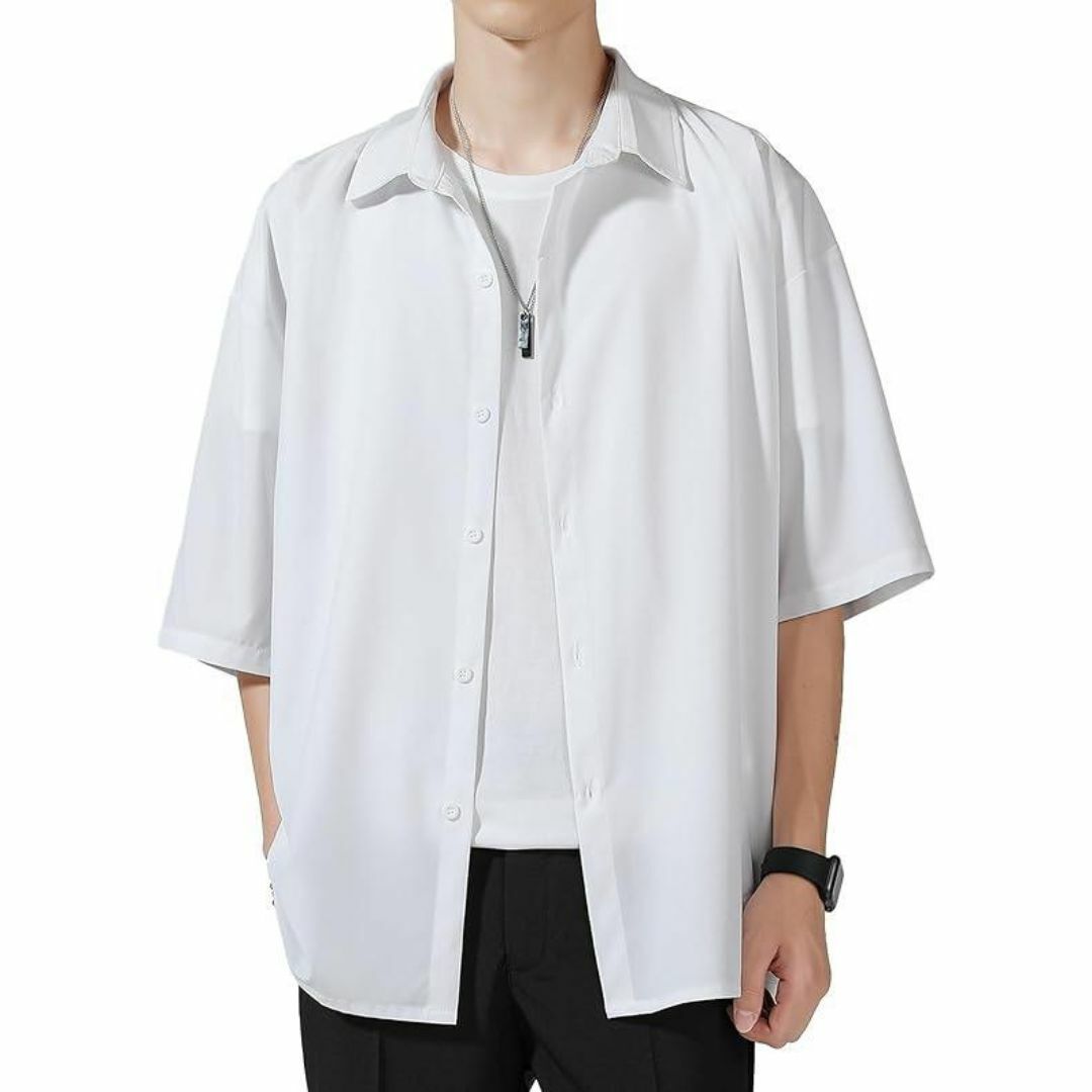 [Culeevp] シャツ メンズ 五分袖 半袖 大きいサイズ 無地 速乾性 メンズのトップス(シャツ)の商品写真