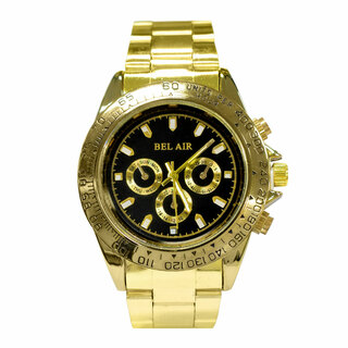 腕時計 メンズ ビジネスJewel フェイククロノグラフ メタルベルト ゴールド(腕時計(アナログ))