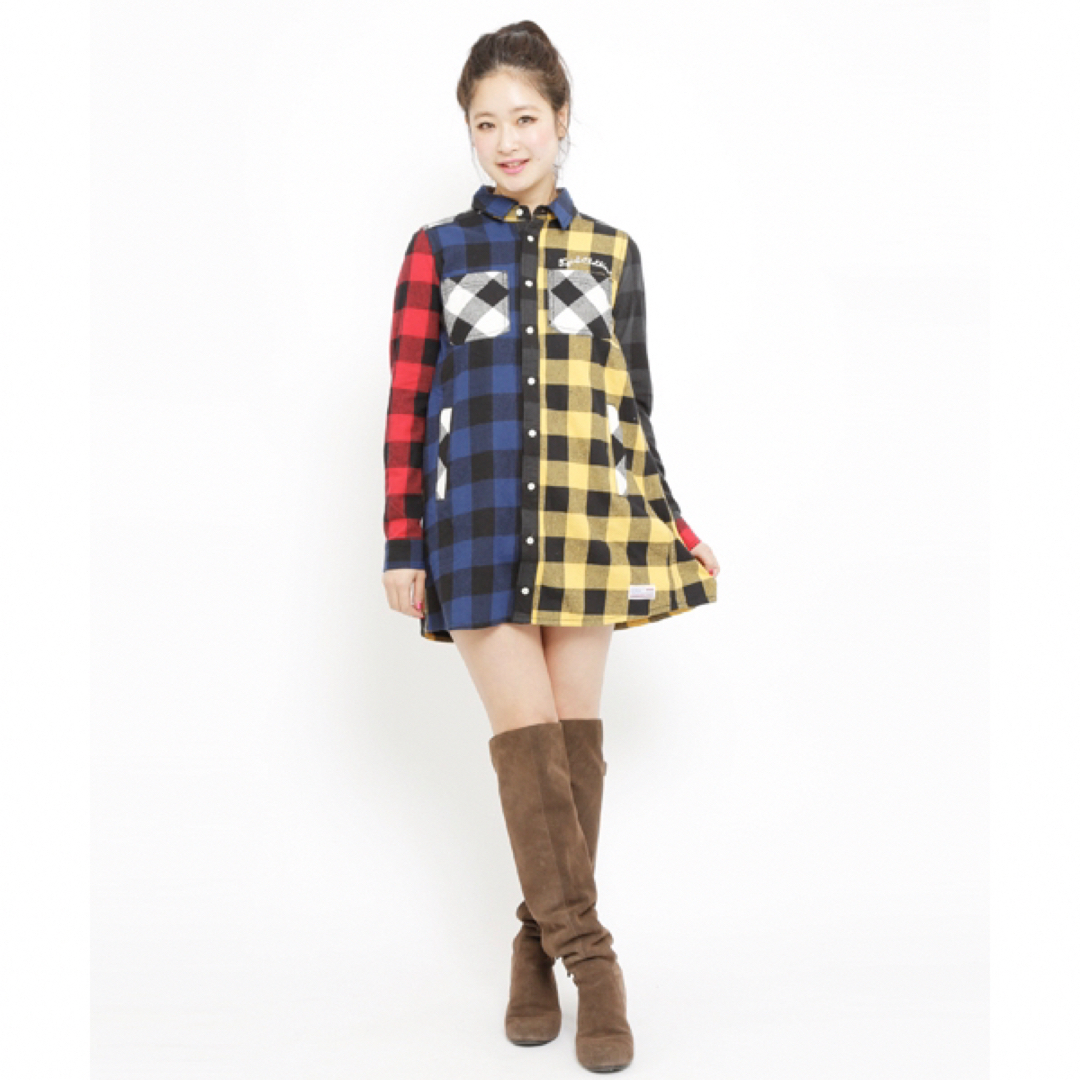 X-girl(エックスガール)の未開封●X-girl BUFFALO PLAID SHIRT DRESS ワンピ レディースのワンピース(ミニワンピース)の商品写真