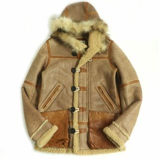 ヴィスヴィム(VISVIM)の良品□visvim vs0001560 HUDSON JACKET シープスキン ラクーンファーフード ムートンジャケット/レザージャケット 茶 S 日本製 正規品 t14-st30228-7161(レザージャケット)