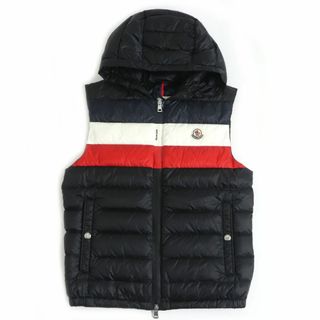 モンクレール(MONCLER)の未使用品□2019年製 モンクレール TIMOTHE ロゴワッペン トリコロール フーデッド WZIP ダウンベスト/ジレ ブラック 0 国内正規品 軽量◎　t06-st30210-775(ダウンベスト)