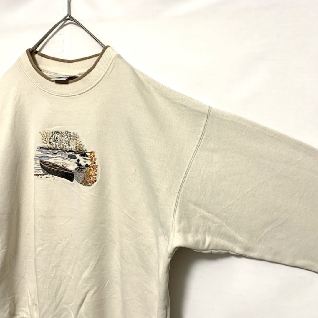 90s 古着 ノーブランド スウェット トレーナー 刺繍 ゆるダボ XL  メンズのトップス(スウェット)の商品写真