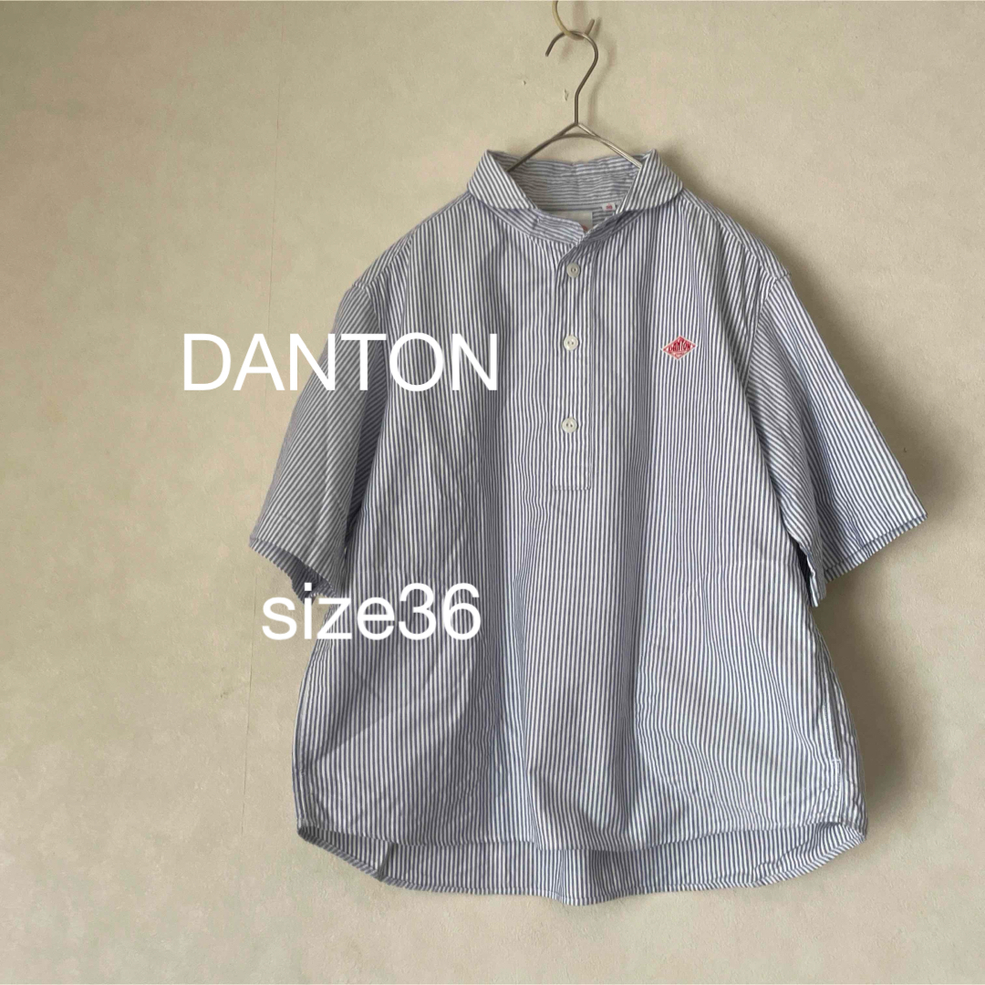 DANTON(ダントン)のDANTON プルオーバーシャツ ストライプ 半袖 36 ダントン レディースのトップス(シャツ/ブラウス(半袖/袖なし))の商品写真