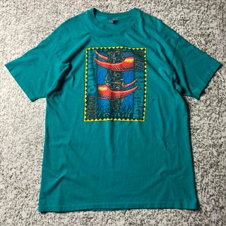 ヘインズ(Hanes)の【90sUSA製】JAZZ アート　S/SビンテージTシャツ ミントグリーン(Tシャツ/カットソー(半袖/袖なし))