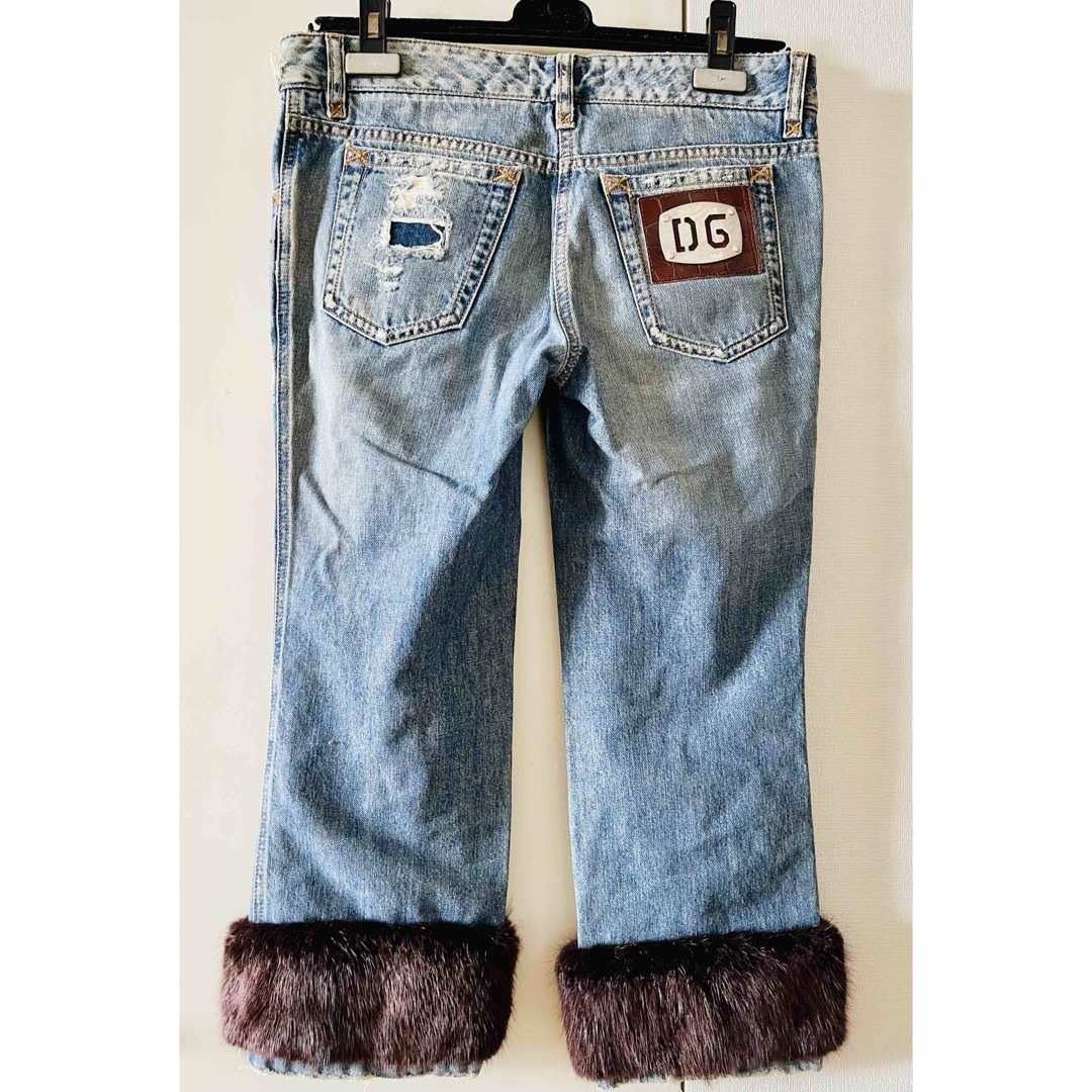 美品☆正規品ドルチェ&ガッバーナ デニムパンツ40 ファー 美品☆正規品ドルチェ&ガッバーナ デニムパンツ40 ファー