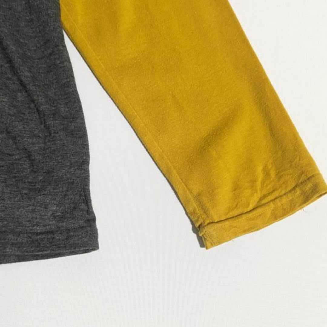 古着 ロンT アメカジ プリント ラグラン グレー 黄色 メンズのトップス(Tシャツ/カットソー(七分/長袖))の商品写真