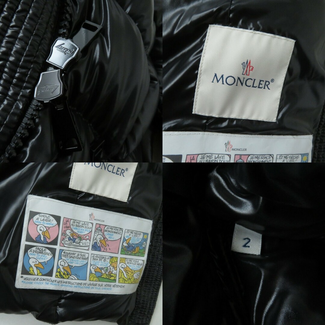 MONCLER(モンクレール)の極美品★MONCLER モンクレール AKEBIA アケビア ロゴワッペン・フード付 ZIP UP ダウンジャケット ブラック 黒 2 ハンガー・ガーメント付 レディースのジャケット/アウター(ダウンジャケット)の商品写真