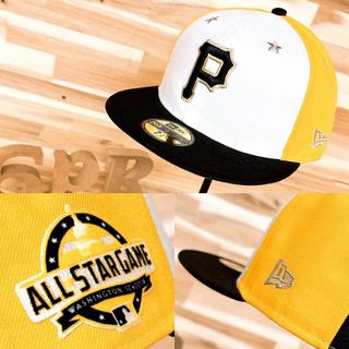 ニューエラー(NEW ERA)のレア【ニューエラ×パイレーツ】ASG2018 ベロア パッチ キャップ 黒×黄(キャップ)