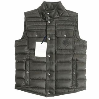 モンクレール(MONCLER)の極美品□MONCLER/モンクレール EVER GILET エヴァー ロゴワッペン WZIP スタンドカラー パティング ダウンベスト/ジレ カーキ 2 メンズ(ダウンベスト)