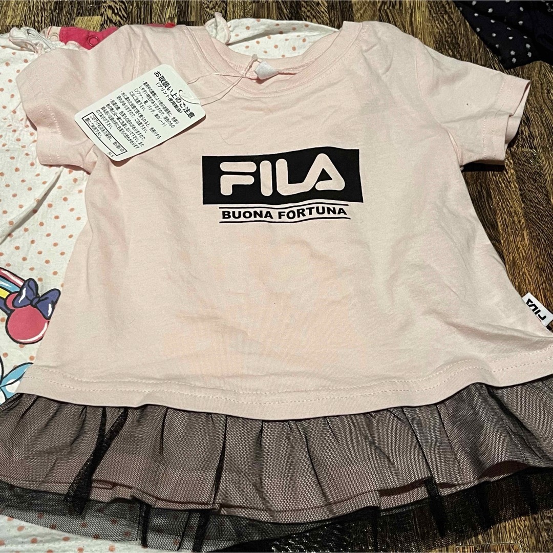 FILA(フィラ)のbaiya95新品フィラミニー花柄ピンクリボンムージョンジョンディズニードット キッズ/ベビー/マタニティのキッズ服女の子用(90cm~)(Tシャツ/カットソー)の商品写真