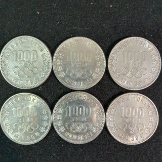 銀貨　東京オリンピック1.000円銀貨　silver925　 地金型銀貨６枚(金属工芸)